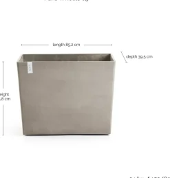 Ecopots kunststof plantenbak paris met wielen 85.2x39.5x6.8cm taupe