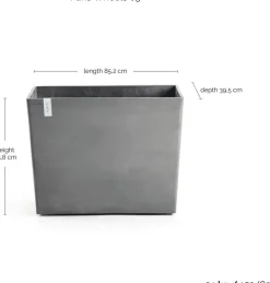 Ecopots kunststof plantenbak paris met wielen 85.2x39.5x65.8cm grijs