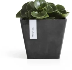 Ecopots kunststof plantenbak rotterdam 20x20x17.5 cm donkergrijs