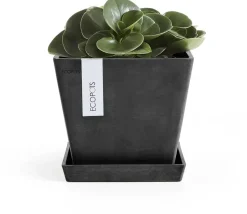 Ecopots kunststof plantenbak rotterdam 20x20x17.5 cm donkergrijs