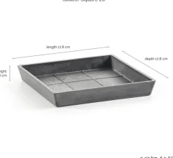 Ecopots kunststof rotterdam schotel 18x18x2.5 cm grijs