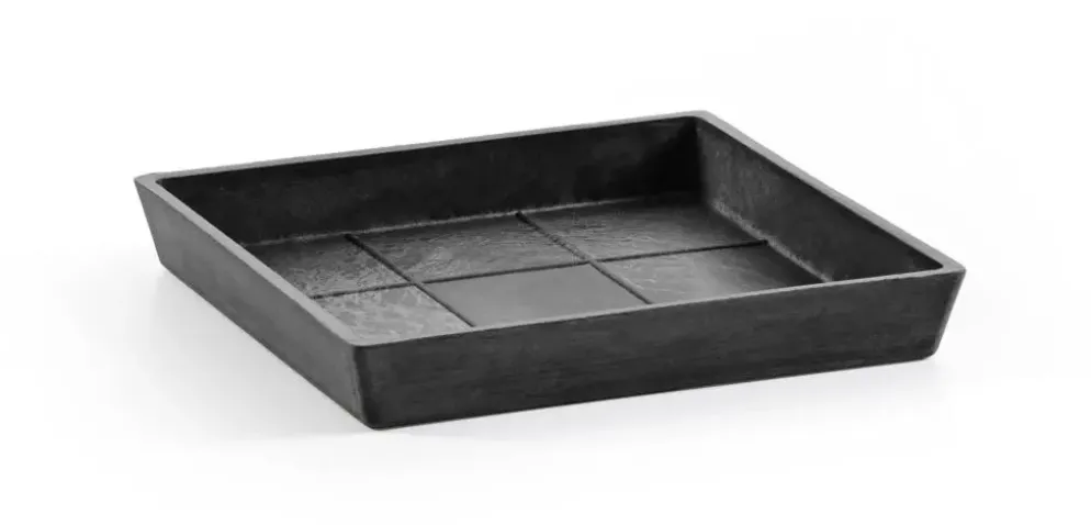 Ecopots kunststof rotterdam schotel 18x18x2.5 cm donkergrijs