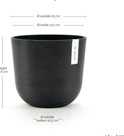 Ecopots Oslo Donkergrijs Ø25cm x H21,8 cm