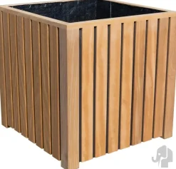 Elephant plantenbak stripes black hardhout fsc 500x500x500mm naturel/zwart inclusief folie binnenzijde