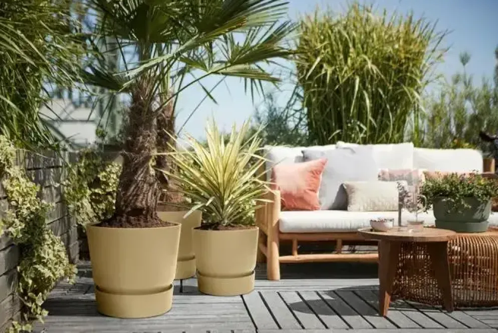 Elho bloempot Greenville Round 30cm Goudkleurig Zand