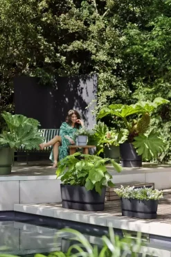 Elho Greenville terrace Trough kunststof bloembak 80 living black