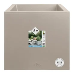 Elho Vivo next vierkant plantenbak met wielen 30cm paddenstoel beige