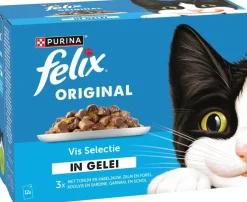 Felix Original vis selectie in gelei tonijn, zalm & koolvis 12 x 85g