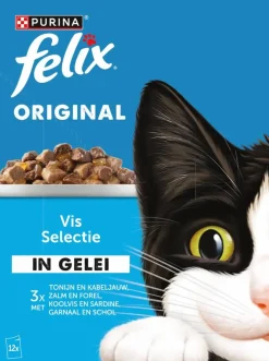 Felix Original vis selectie in gelei tonijn, zalm & koolvis 12 x 85g