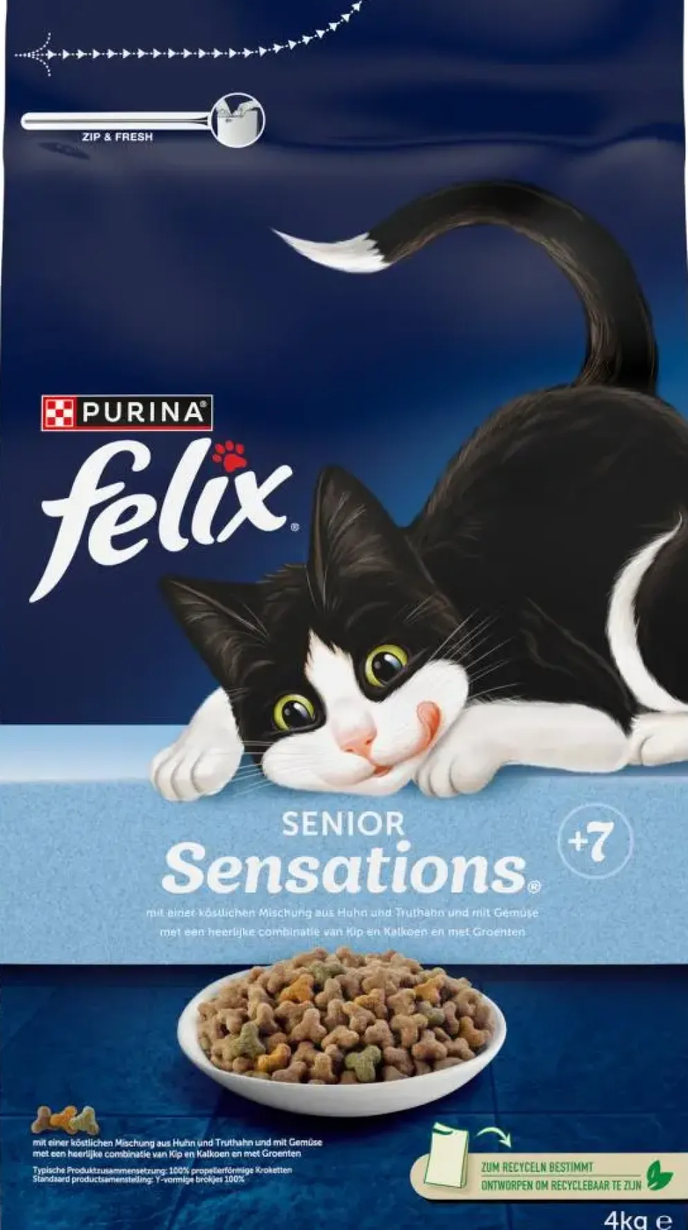 Felix Sensations Senior kip, kalkoen & groenten 4kg
