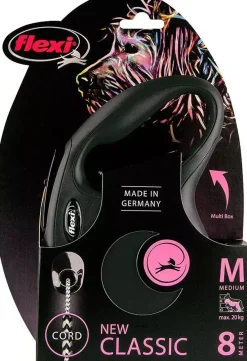 Flexi rollijn Classic zwart 8m - M