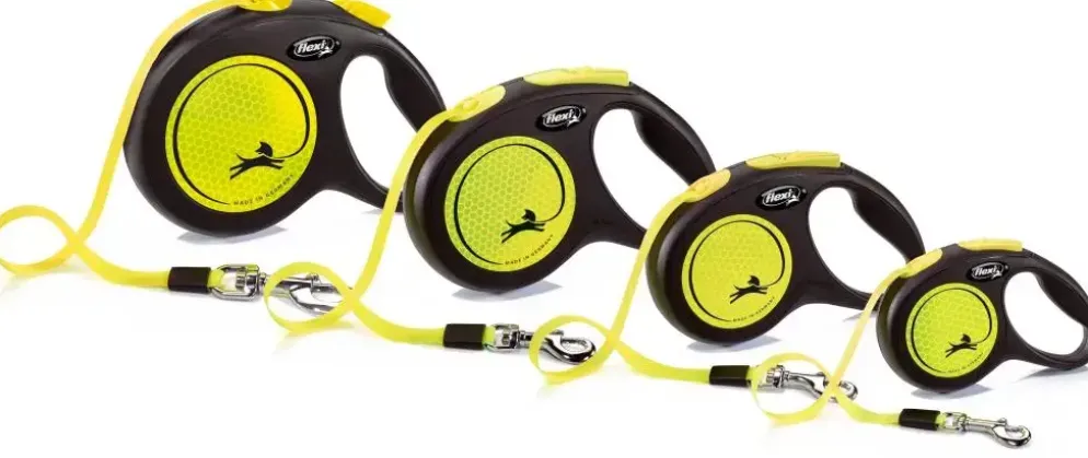 flexi rollijn NEW NEON tape M geel, 5 meter.