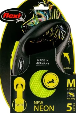 flexi rollijn NEW NEON tape M geel, 5 meter.