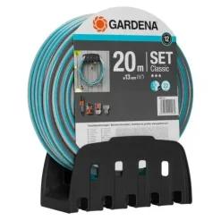 Gardena Wandhouder Set – Compleet met 20 m tuinslang, koppelstukken en tuinspuit - Slangdiameter: 13 mm