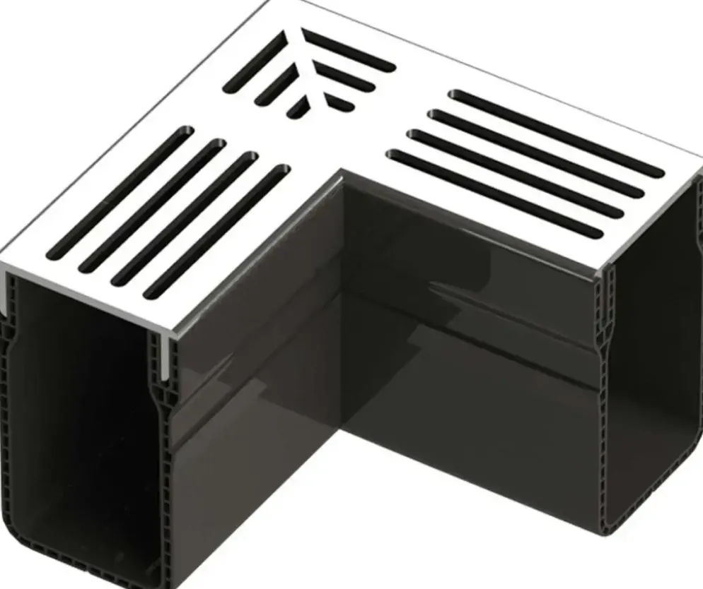 Gardenlux Garden Drain Hoekstuk Grijs aluminium 15x6,5x10 cm