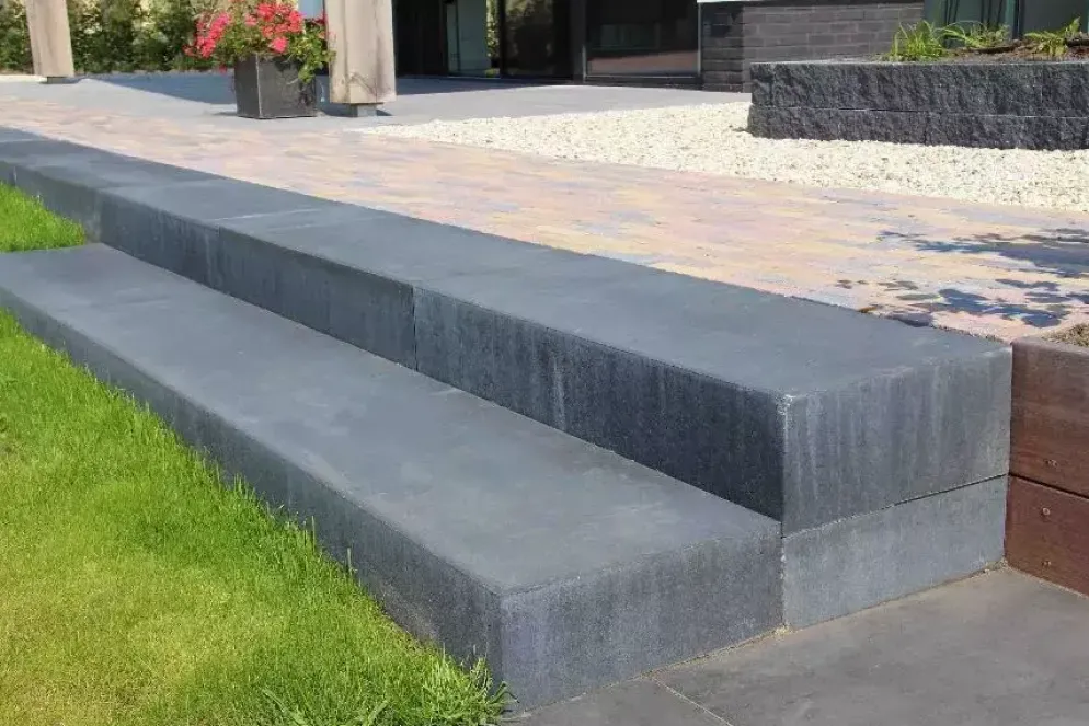 Gardenlux Traptrede Massief Zwart 100x40x18 cm
