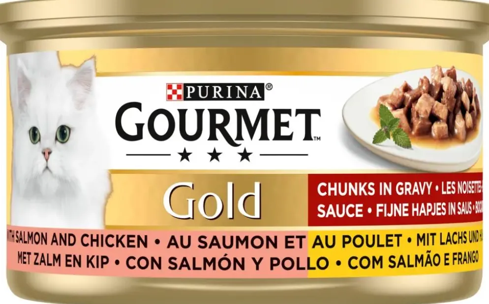 Gourmet Gold fijne hapjes in saus zalm & kip 85g