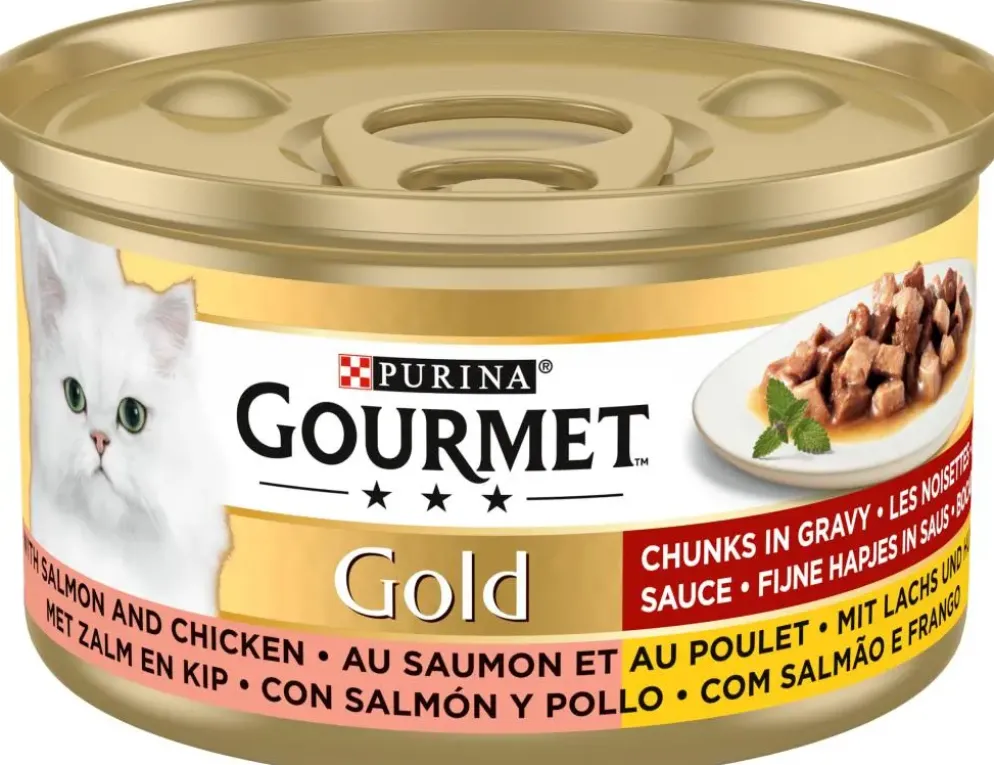 Gourmet Gold fijne hapjes in saus zalm & kip 85g
