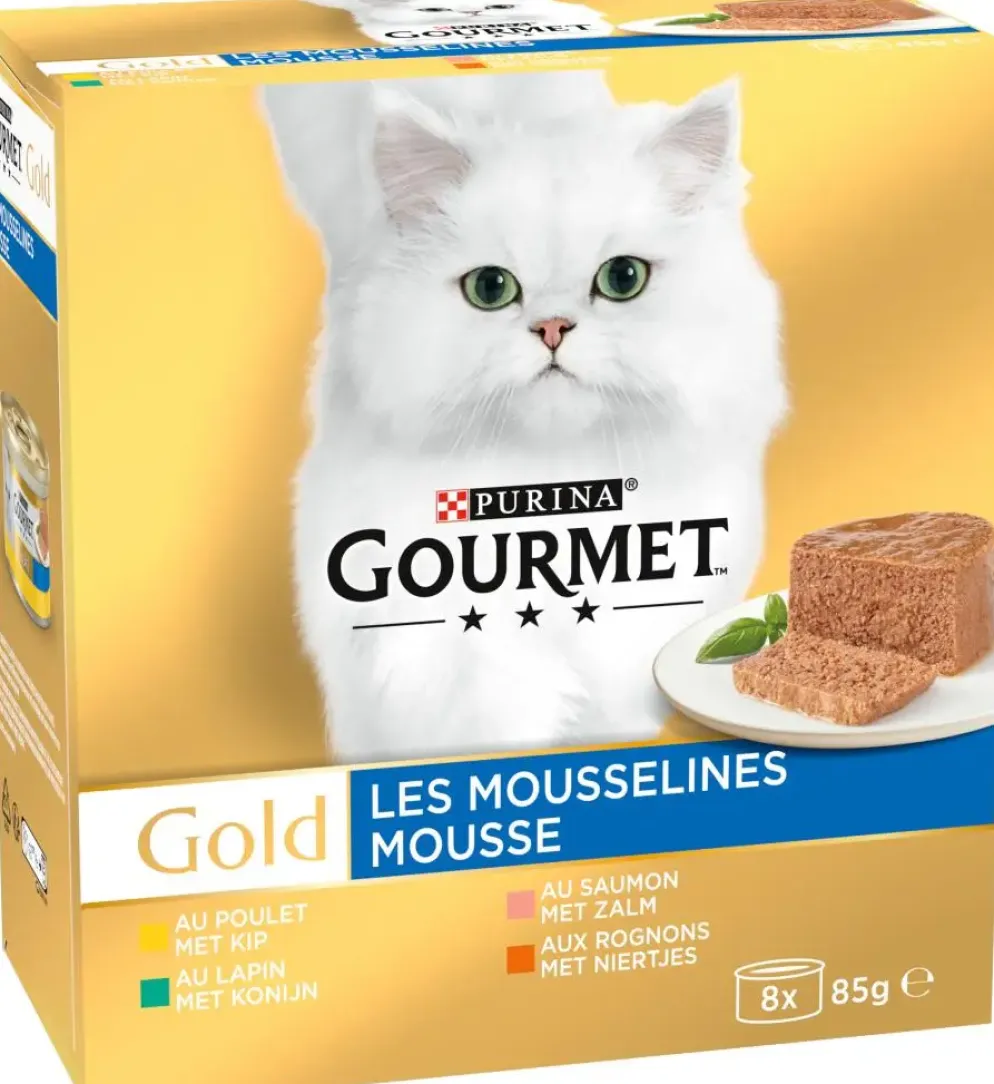 Gourmet Gold mousse multipack kip, zalm & konijn 8 x 85g