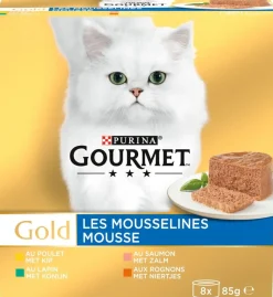 Gourmet Gold mousse multipack kip, zalm & konijn 8 x 85g