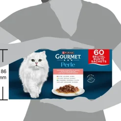 GOURMET Perle Mini Filets in Saus met Rund, Kip, Konijn, Zalm kattenvoer 60x85g