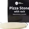 Grill Fanatics Pizzasteen met rek, 2 cm dik, 38 cm rond