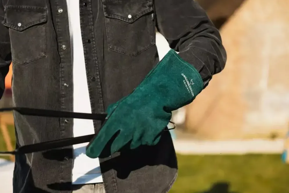 Gusta BBQ handschoenen suède groen set 2 stuks