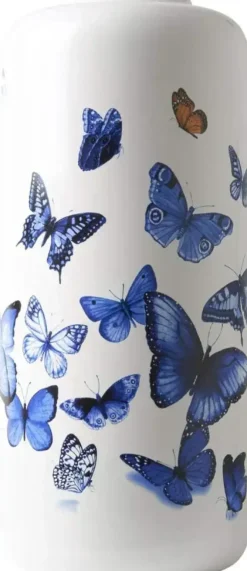 Heinen Delfts Blauw cilindervaas keramiek vlinders 14x31cm delfts blauw