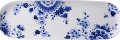 Heinen Delfts Blauw decoratiebord keramiek bloemen 38x12x2.5cm delfts blauw