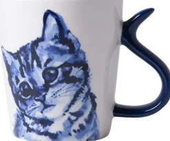 Heinen Delfts Blauw mok keramiek kattenstaart vriendelijk 8.5x9.5cm delfts blauw