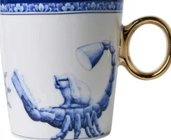 Heinen Delfts Blauw mok keramiek redmer hoekstra sterrenbeeld schorpioen 8.5x9.5cm delfts blauw