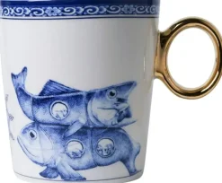 Heinen Delfts Blauw mok keramiek redmer hoekstra sterrenbeeld vissen 8.5x9.5cm delfts blauw