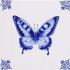 Heinen Delfts Blauw tegeltje keramiek vlinder 13x13cm delfts blauw
