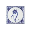 Heinen Delfts Blauw tegeltje keramiek tulp 13x13cm delfts blauw