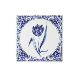 Heinen Delfts Blauw tegeltje keramiek tulp 13x13cm delfts blauw