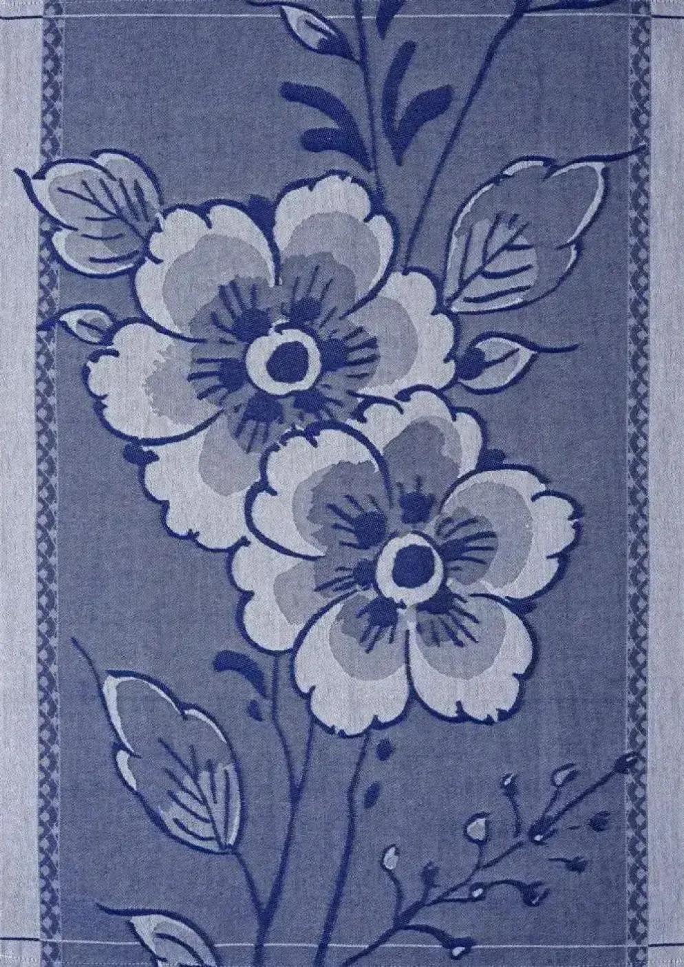 Heinen Delfts Blauw theedoek bloem 70x50cm delfts blauw