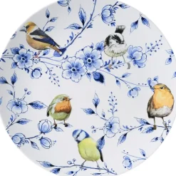 Heinen Delfts Blauw wandbord keramiek bosvogels met bloesem 31cm delfts blauw