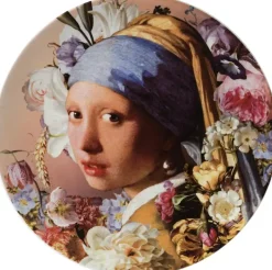 Heinen Delfts Blauw wandbord keramiek meisje met de parel 31cm delfts blauw