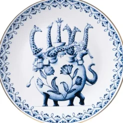 Heinen Delfts Blauw wandbord keramiek redmer hoekstra giraffe 31cm delfts blauw