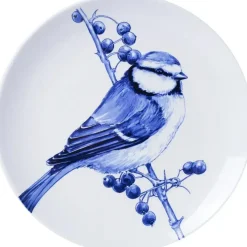 Heinen Delfts Blauw wandbord keramiek pimpelmees 20.5cm delfts blauw
