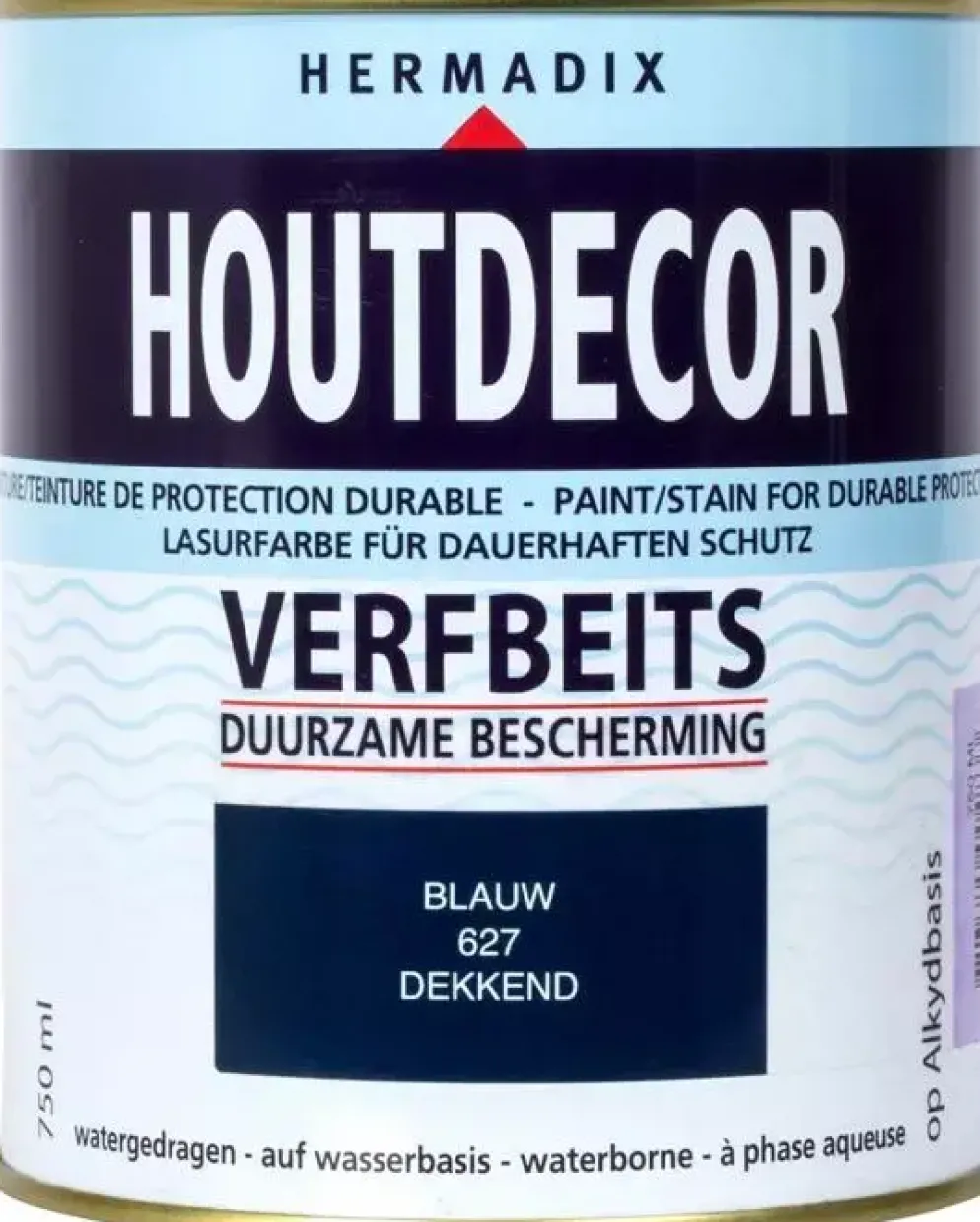 Hermadix houtdecor zijdeglans 750 ml blauw (627) dekkend