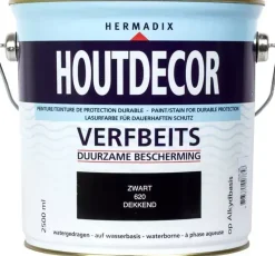 Hermadix houtdecor zijdeglans 2500 ml zwart (620) dekkend