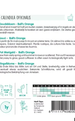 Horti tops zaden calendula, goudsbloem ball's oranje dubbelbloemig