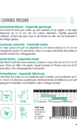 Horti tops zaden centaurea, keizerskorenbloem imperialis gemengd