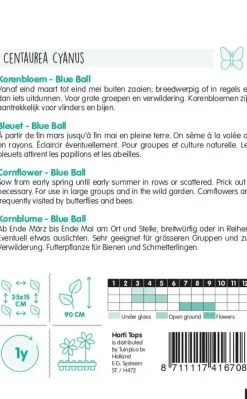 Horti tops zaden centaurea, korenbloem blue ball