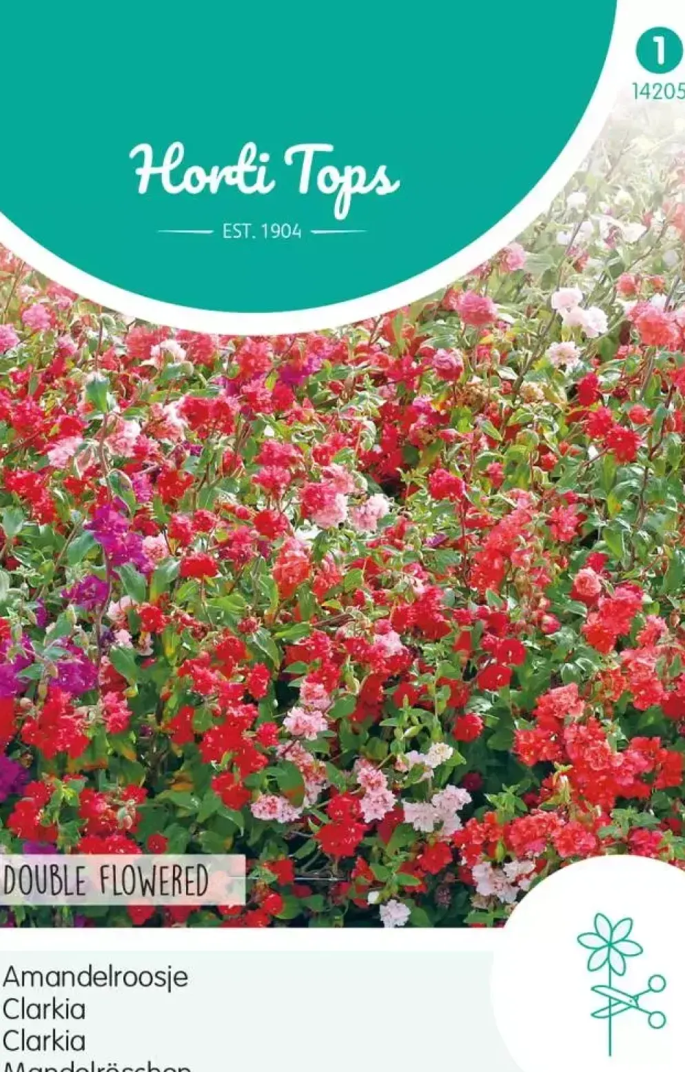 Horti tops zaden Clarkia, Amandelroosje dubbelbloemig gemengd