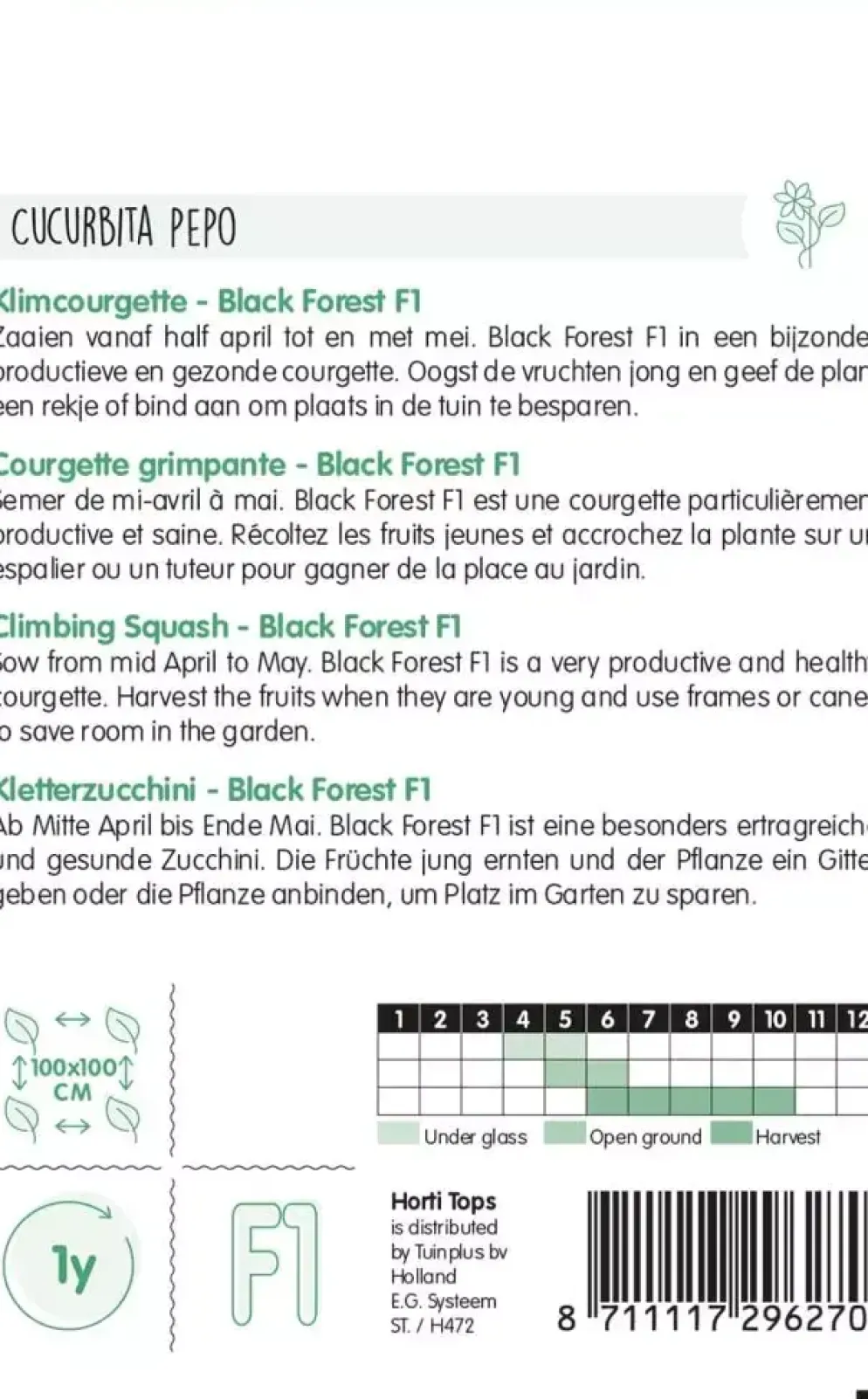 Horti tops zaden courgette black forest