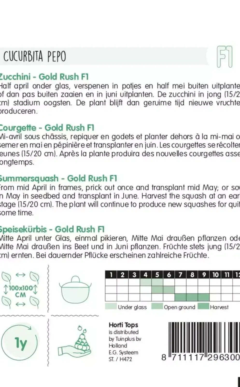 Horti tops zaden courgette gold rush