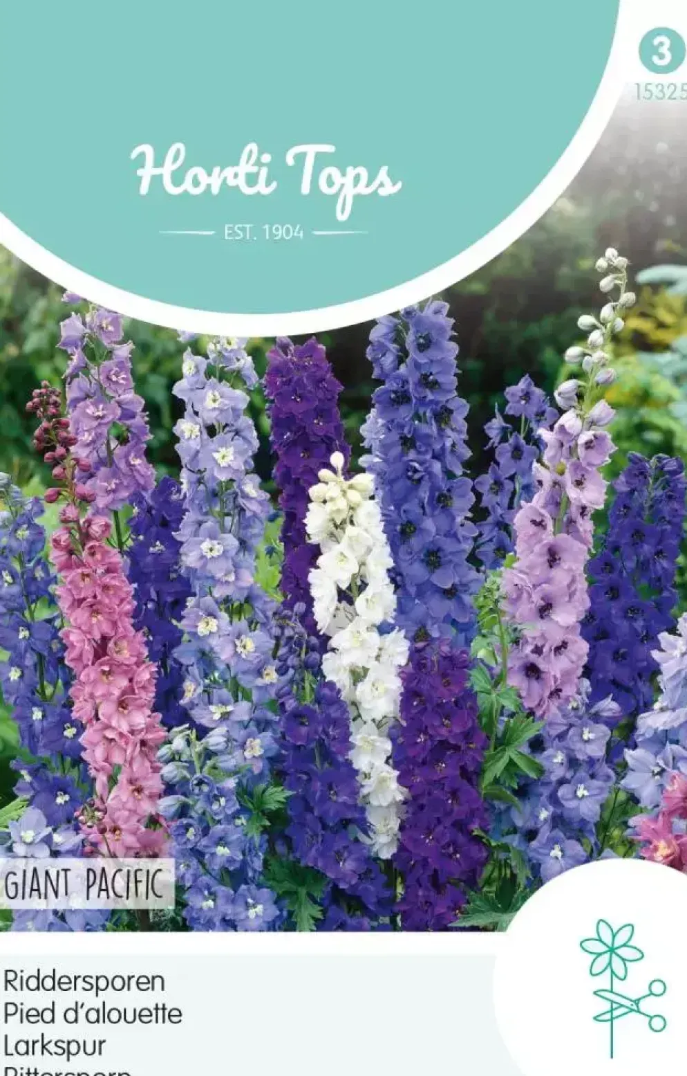 Horti tops zaden delphinium, riddersporen giant pacific