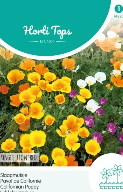 Horti tops zaden eschscholtzia, slaapmutsje enkelbloemig gemengd